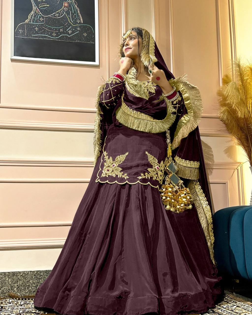 Deep Maroon Heritage Flared Silhouette